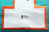 Miami Dolphins Dan Marino Autographed Framed Teal Jersey Beckett BAS Stock #230180