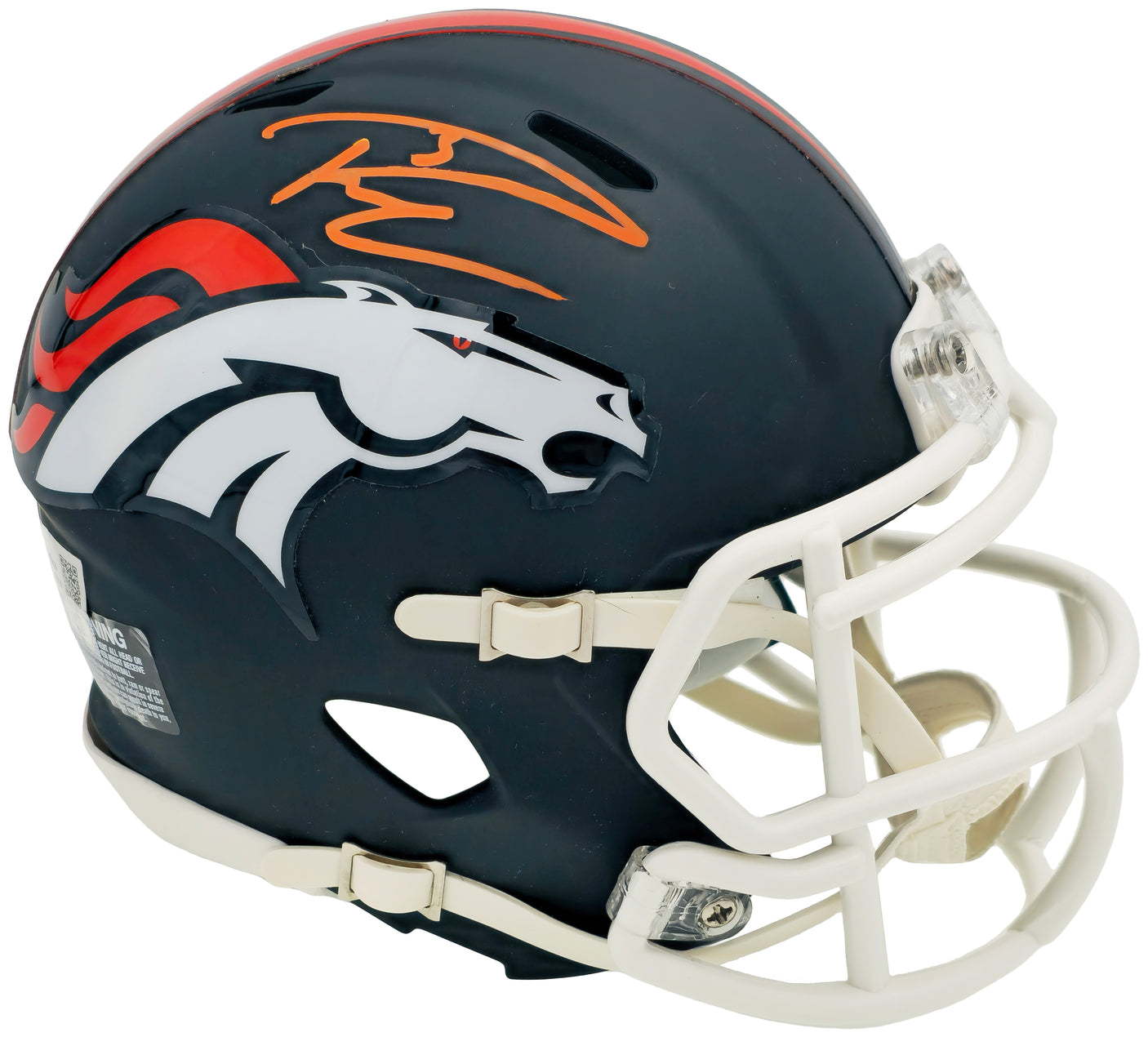 Russell Wilson Autographed Denver Broncos Flat Matte Black Speed Mini Helmet Fanatics Holo Stock #227949