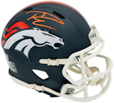 Russell Wilson Autographed Denver Broncos Flat Matte Black Speed Mini Helmet Fanatics Holo Stock #227949
