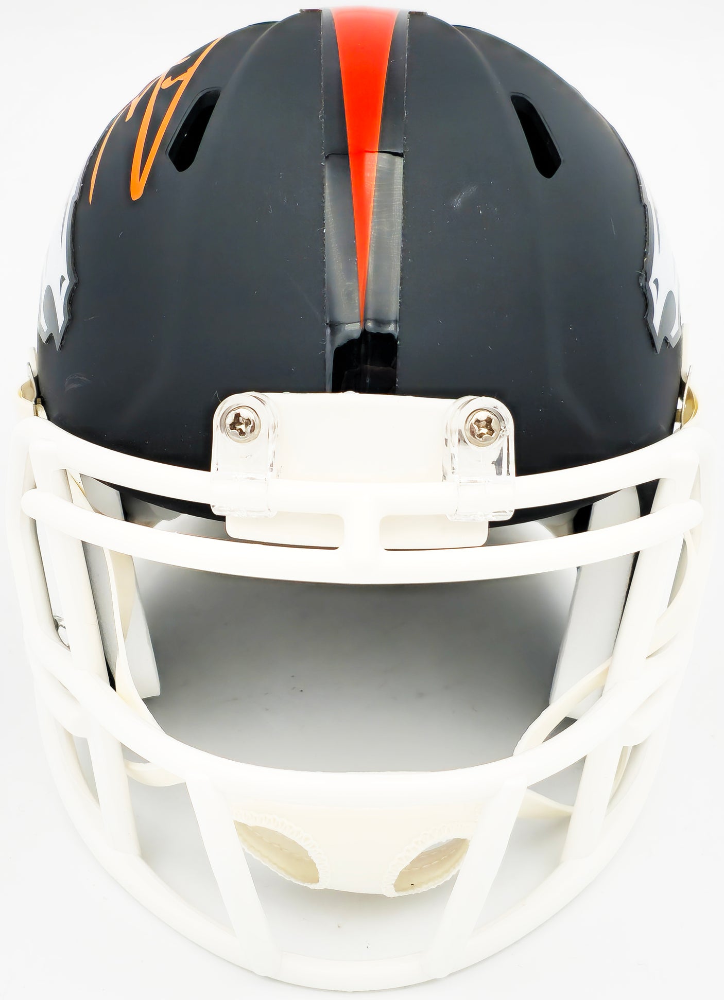 Russell Wilson Autographed Denver Broncos Flat Matte Black Speed Mini Helmet Fanatics Holo Stock #227949