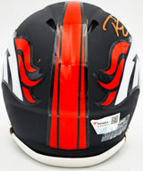Russell Wilson Autographed Denver Broncos Flat Matte Black Speed Mini Helmet Fanatics Holo Stock #227949