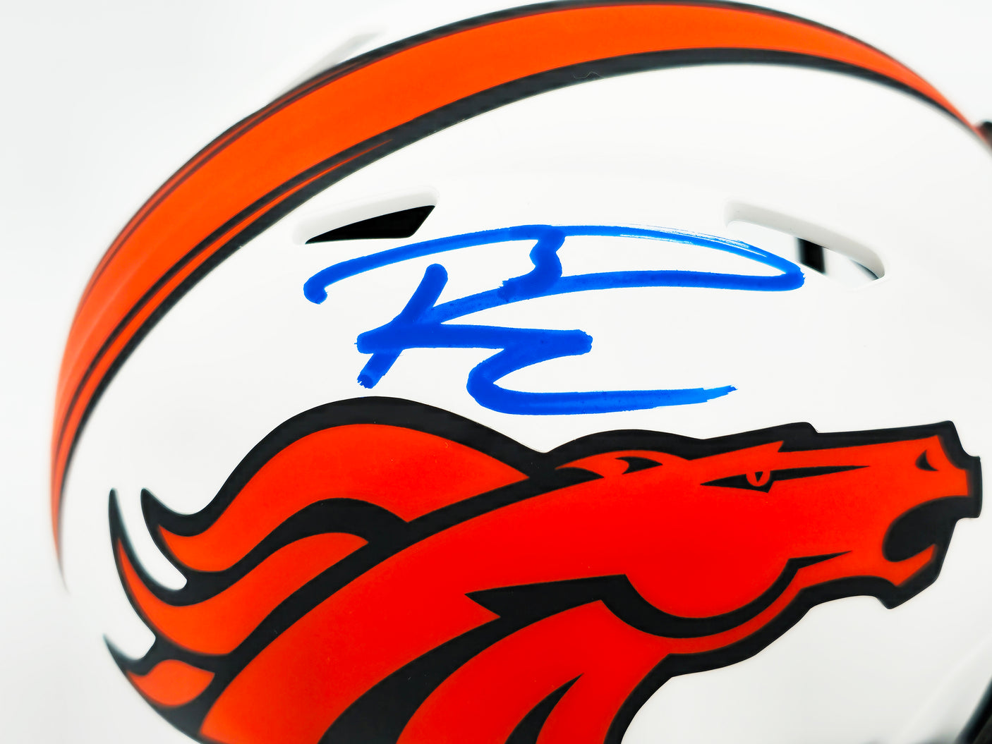 Russell Wilson Autographed Denver Broncos Lunar Eclipse White Speed Mini Helmet Fanatics Holo Stock #227947