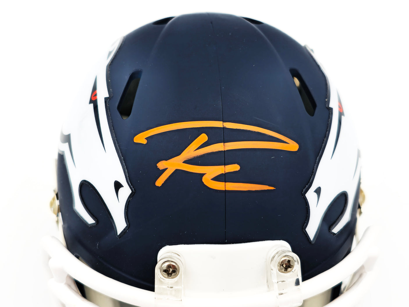 Russell Wilson Autographed Denver Broncos AMP Blue Speed Mini Helmet Fanatics Holo Stock #227948