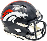 Russell Wilson Autographed Denver Broncos Blue Speed Mini Helmet Fanatics Holo Stock #227950