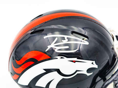 Russell Wilson Autographed Denver Broncos Blue Speed Mini Helmet Fanatics Holo Stock #227950