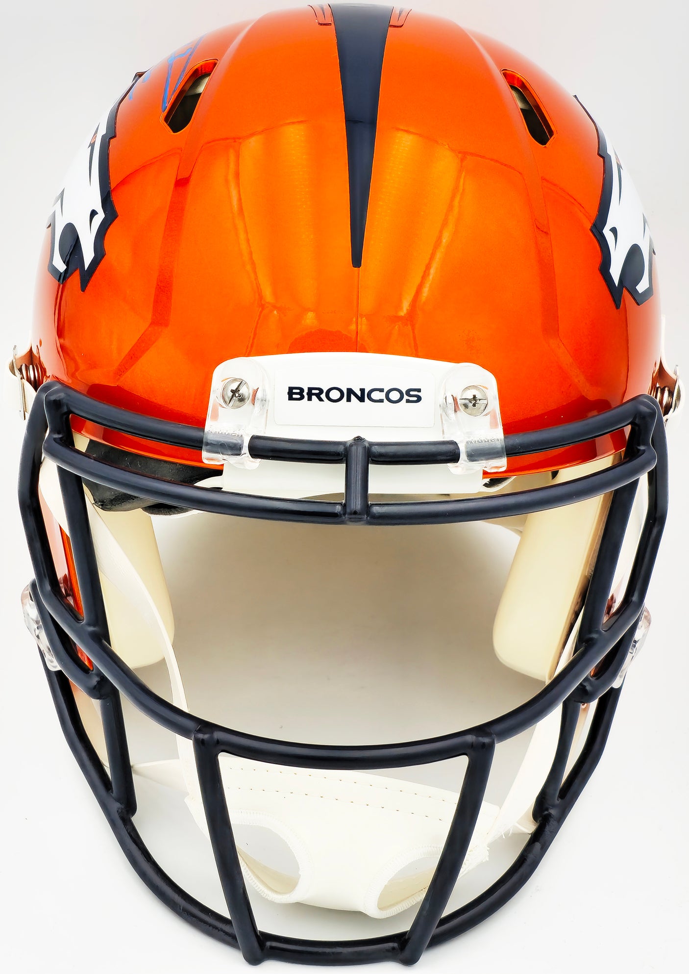 Russell Wilson Autographed Denver Broncos Flash Orange Full Size Authentic Speed Helmet Fanatics Holo Stock #227928