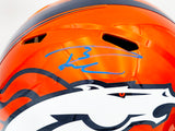 Russell Wilson Autographed Denver Broncos Flash Orange Full Size Replica Speed Helmet Fanatics Holo Stock #227938