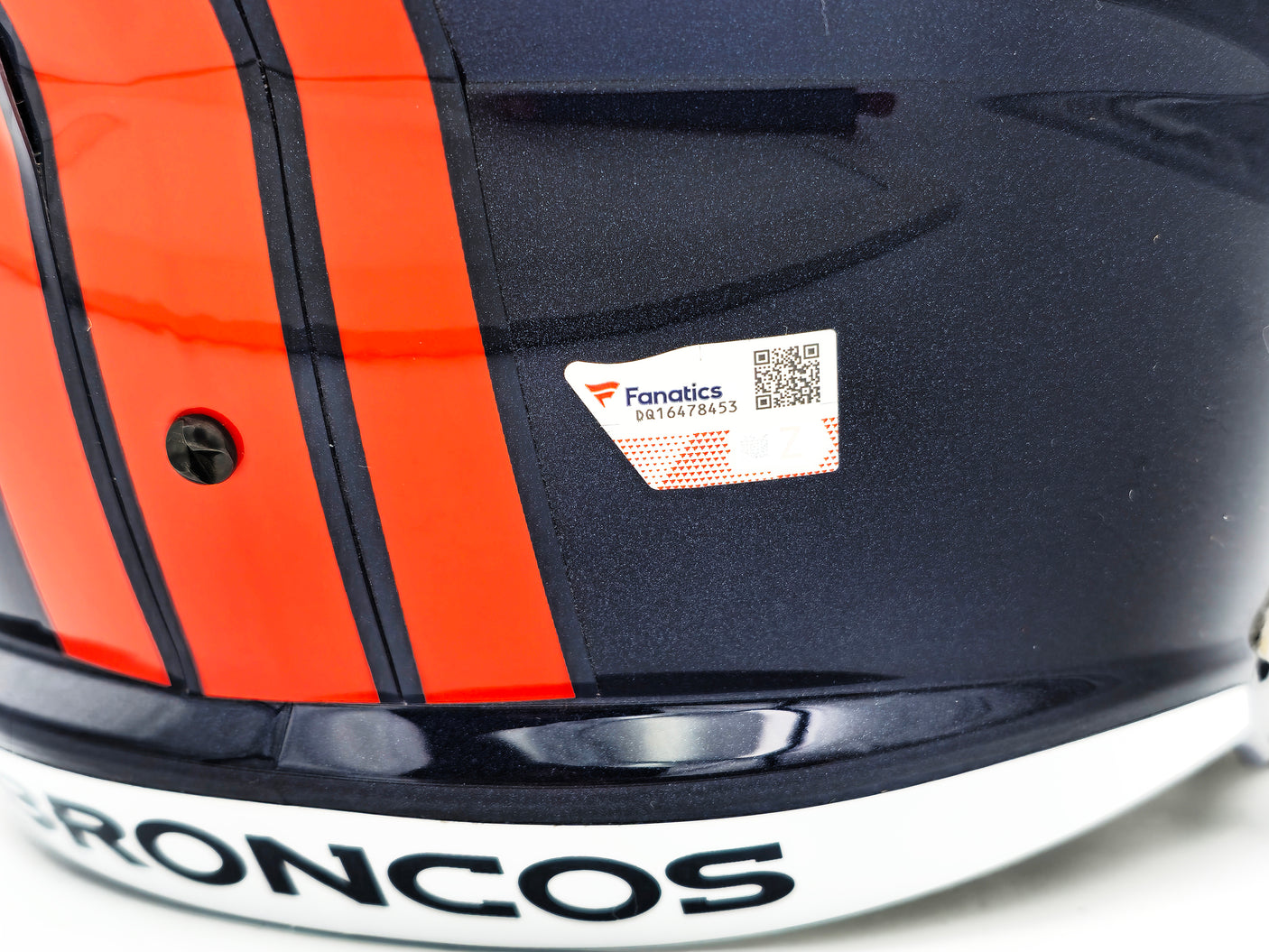 Russell Wilson Autographed Denver Broncos Blue Full Size Replica Speed Helmet Fanatics Holo Stock #227939