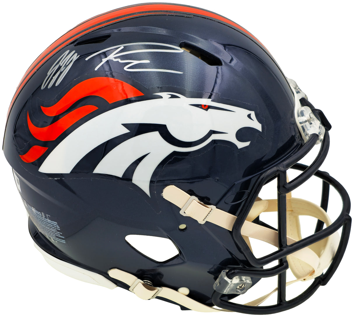 Russell Wilson & Jerry Jeudy Autographed Denver Broncos Blue Full Size Authentic Speed Helmet Fanatics Holo Stock #227926