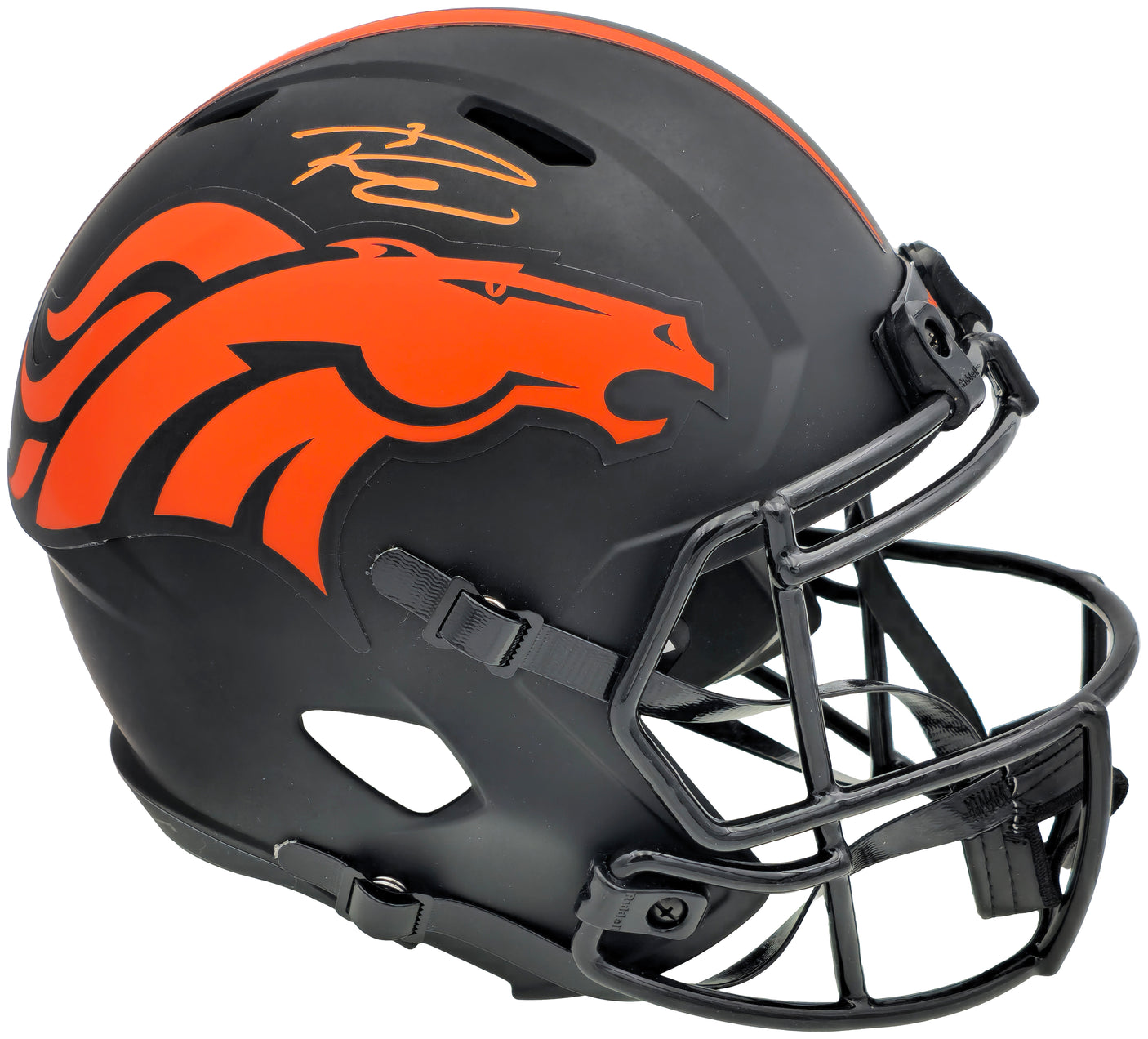 Russell Wilson Autographed Denver Broncos Eclipse Black Full Size Replica Speed Helmet Fanatics Holo Stock #227941
