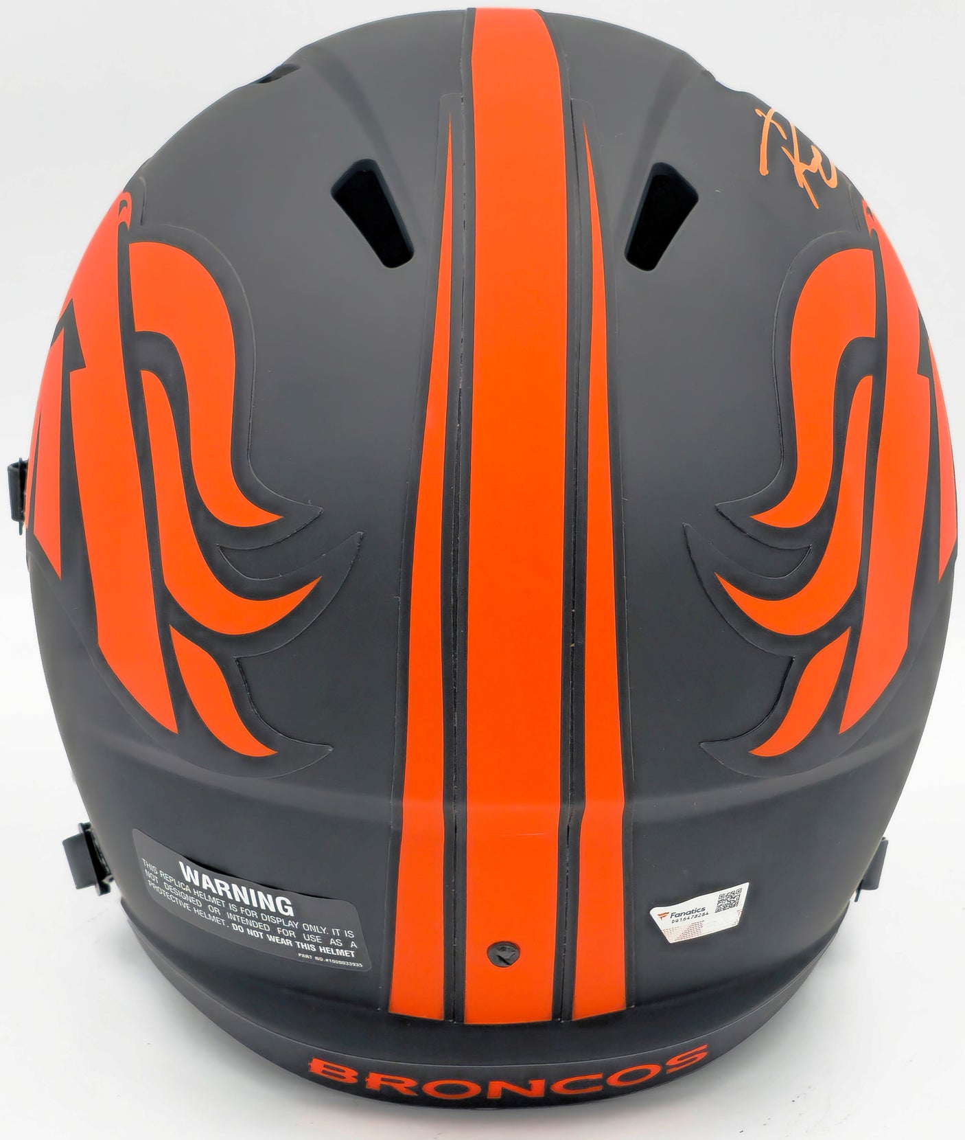 Russell Wilson Autographed Denver Broncos Eclipse Black Full Size Replica Speed Helmet Fanatics Holo Stock #227941