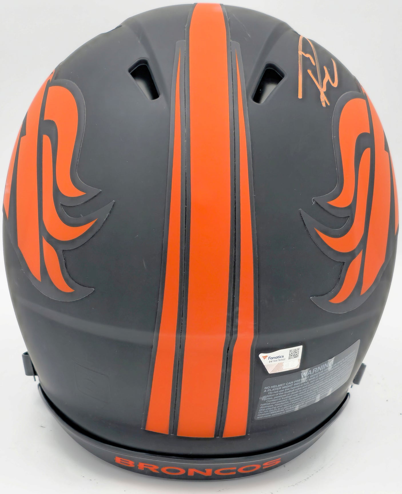 Russell Wilson Autographed Denver Broncos Eclipse Black Full Size Authentic Speed Helmet Fanatics Holo Stock #227931