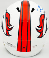 Russell Wilson Autographed Denver Broncos Flat Matte White Full Size Replica Speed Helmet Fanatics Holo Stock #227944