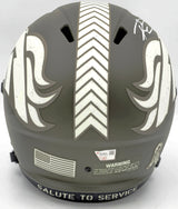 Russell Wilson Autographed Denver Broncos Camo Green Salute to Service Full Size Replica Speed Helmet Fanatics Holo Stock #227942