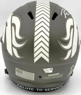 Russell Wilson Autographed Denver Broncos Camo Green Salute to Service Full Size Replica Speed Helmet Fanatics Holo Stock #227942