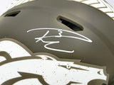 Russell Wilson Autographed Denver Broncos Camo Green Salute to Service Full Size Authentic Speed Helmet Fanatics Holo Stock #227929
