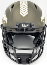 Russell Wilson Autographed Denver Broncos Camo Green Salute to Service Full Size Authentic Speed Helmet Fanatics Holo Stock #227929