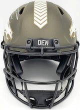 Russell Wilson Autographed Denver Broncos Camo Green Salute to Service Full Size Authentic Speed Helmet Fanatics Holo Stock #227929