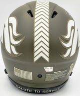 Russell Wilson Autographed Denver Broncos Camo Green Salute to Service Full Size Authentic Speed Helmet Fanatics Holo Stock #227929