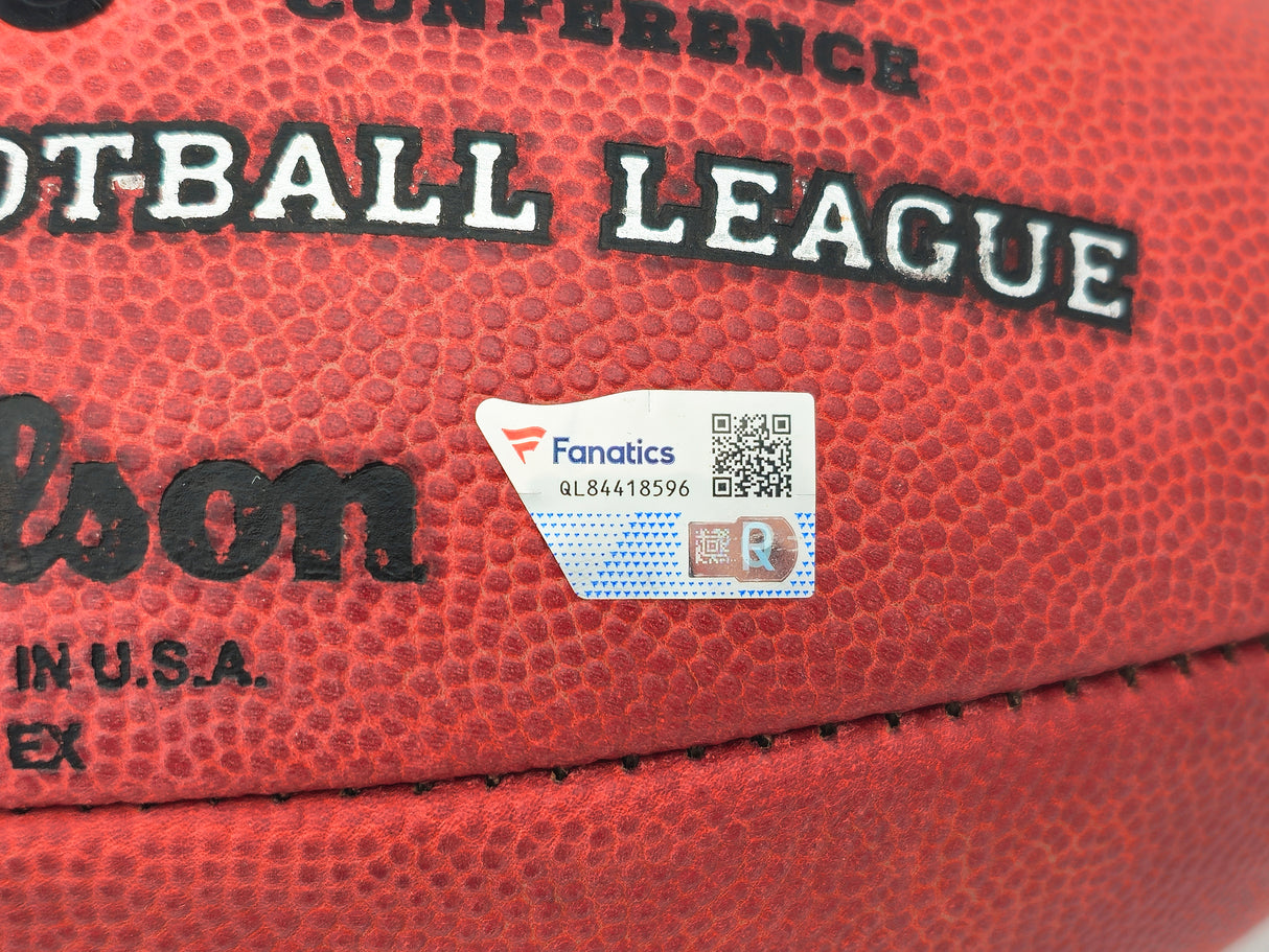 Russell Wilson Autographed Official NFL Leather Denver Broncos Logo Football Fanatics Holo Stock #227946