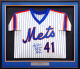 New York Mets Tom Seaver Autographed Framed White Pinstripes Jersey "The Franchise, HOF 92, ROY 67 & 69 WS Champs!" JSA #BB68385