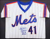 New York Mets Tom Seaver Autographed Framed White Pinstripes Jersey "The Franchise, HOF 92, ROY 67 & 69 WS Champs!" JSA #BB68385