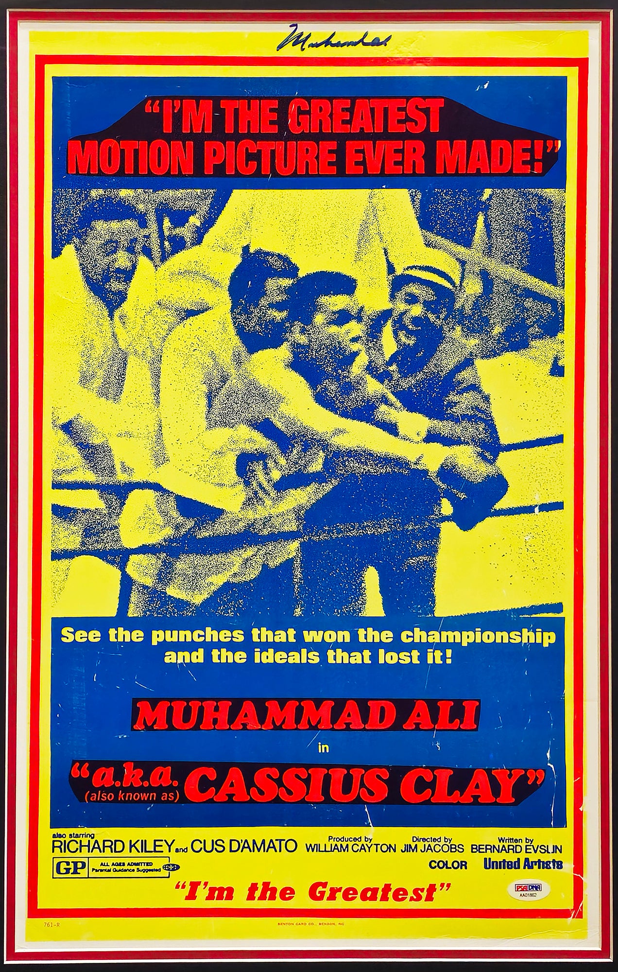 Muhammad Ali Autographed Framed 14x22 Poster (Creases) PSA/DNA #AA01862