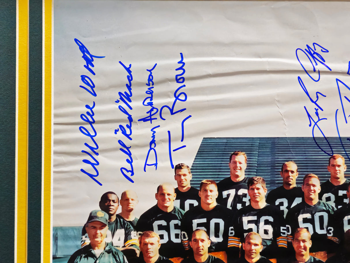 1966 Super Bowl I Champion Green Bay Packers Team Autographed Framed 16x20 Photo With 20 Signatures Including Bart Starr JSA #YY02722