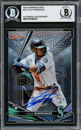 Julio Rodriguez Autographed 2022 Bowman's Best Rookie Card #23 Seattle Mariners Beckett BAS Stock #228013