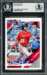 Juan Soto Autographed 2019 Donruss Card #61 New York Mets Beckett BAS Stock #228027