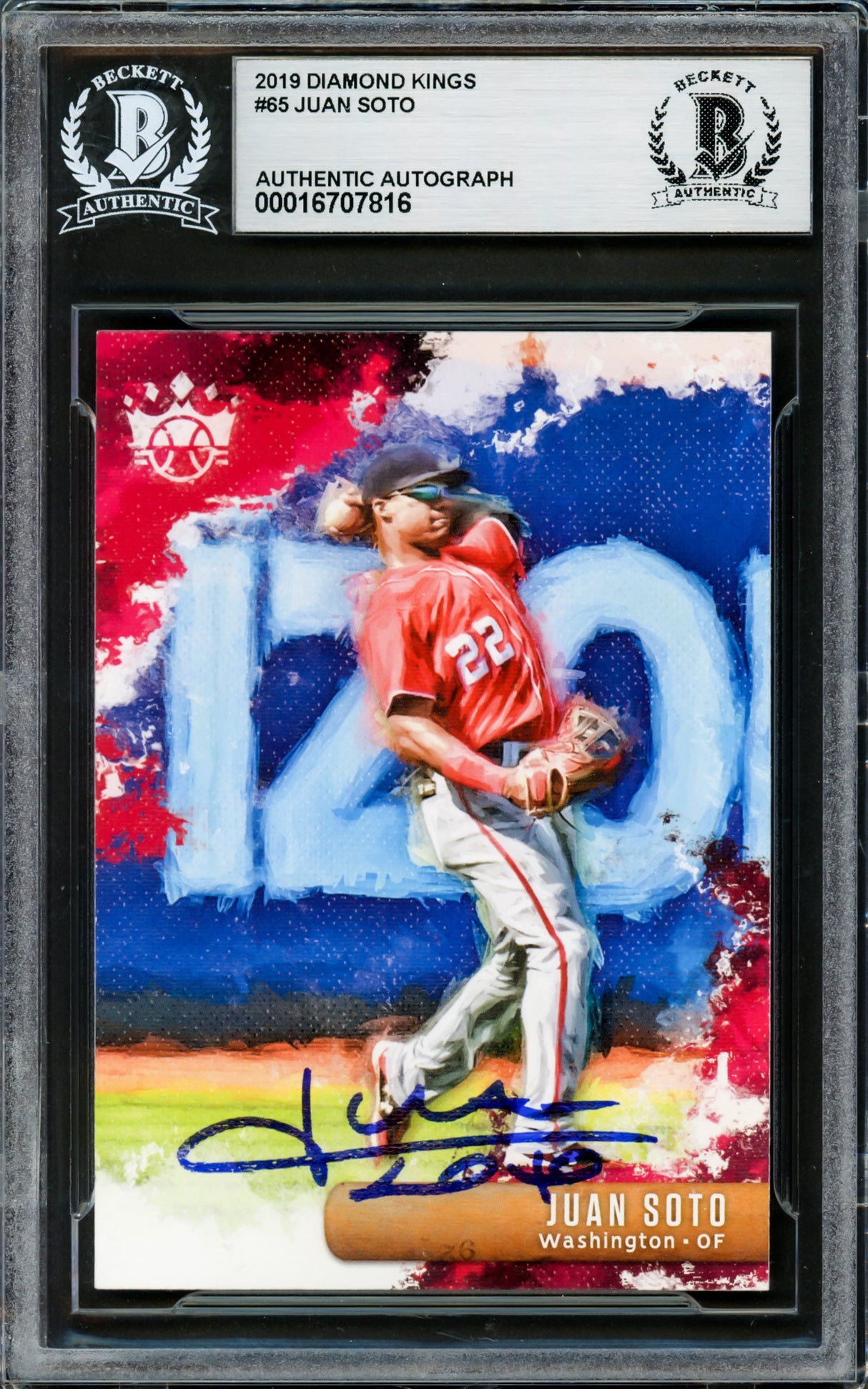 Juan Soto Autographed 2019 Donruss Diamond Kings Card #65 New York Mets Beckett BAS Stock #228028