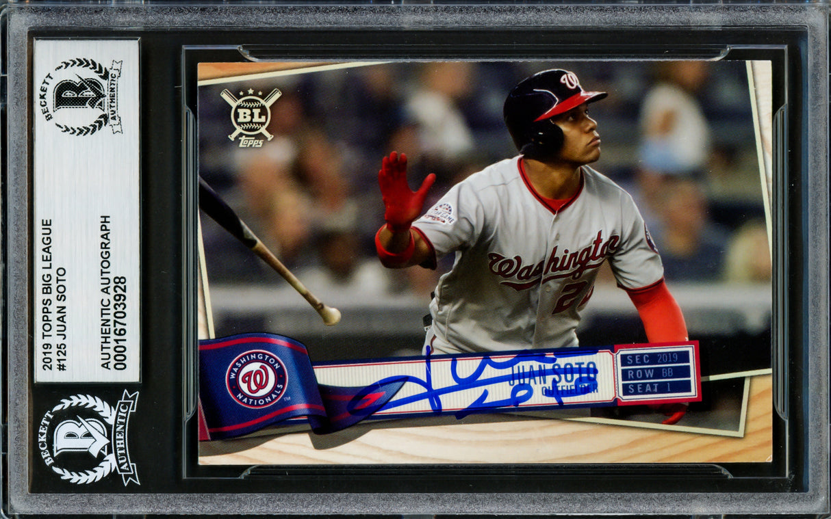 Juan Soto Autographed 2019 Topps Big League Card #125 New York Mets Beckett BAS Stock #228029