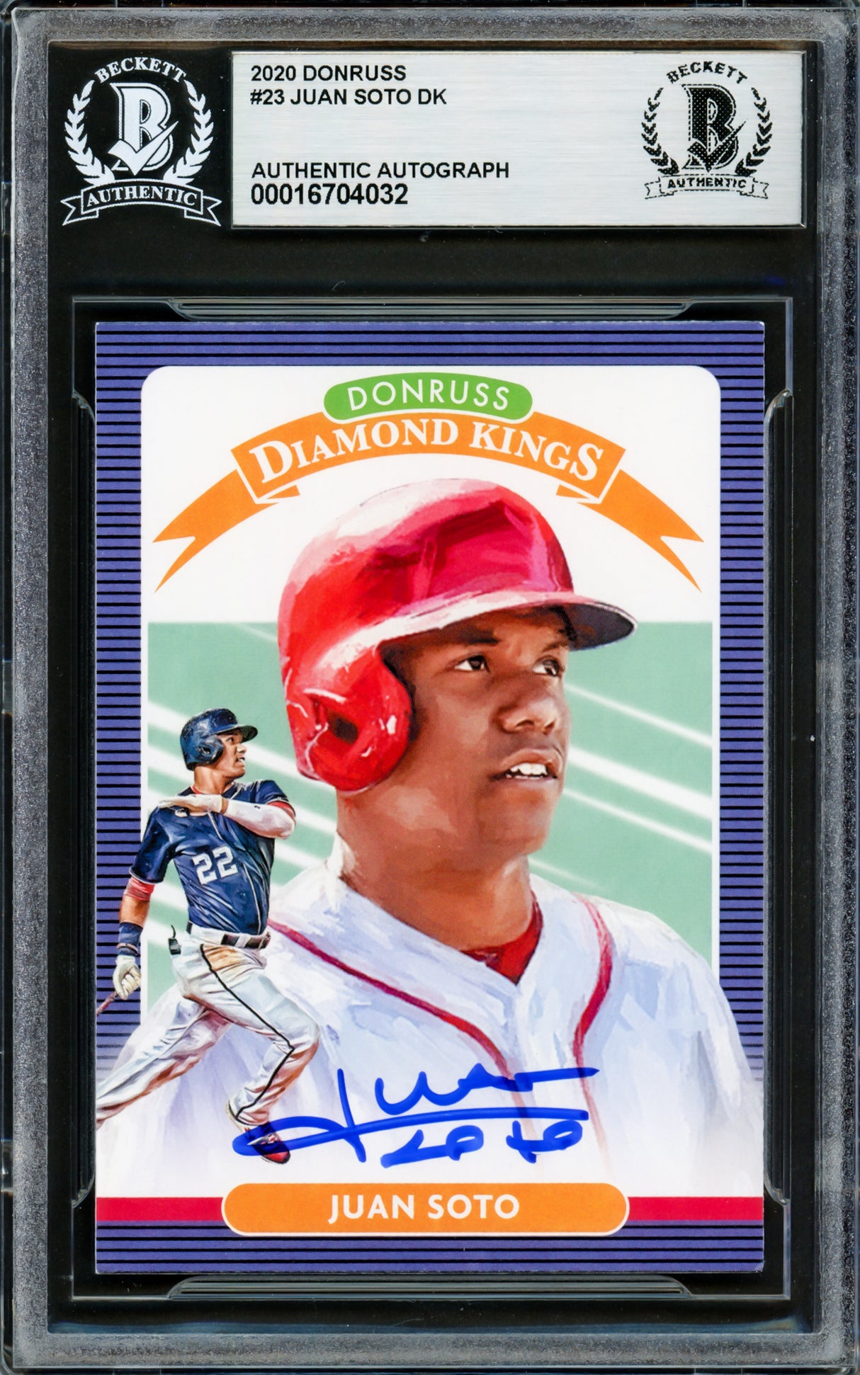 Juan Soto Autographed 2020 Donruss Diamond Kings Card #23 New York Mets Beckett BAS Stock #228031