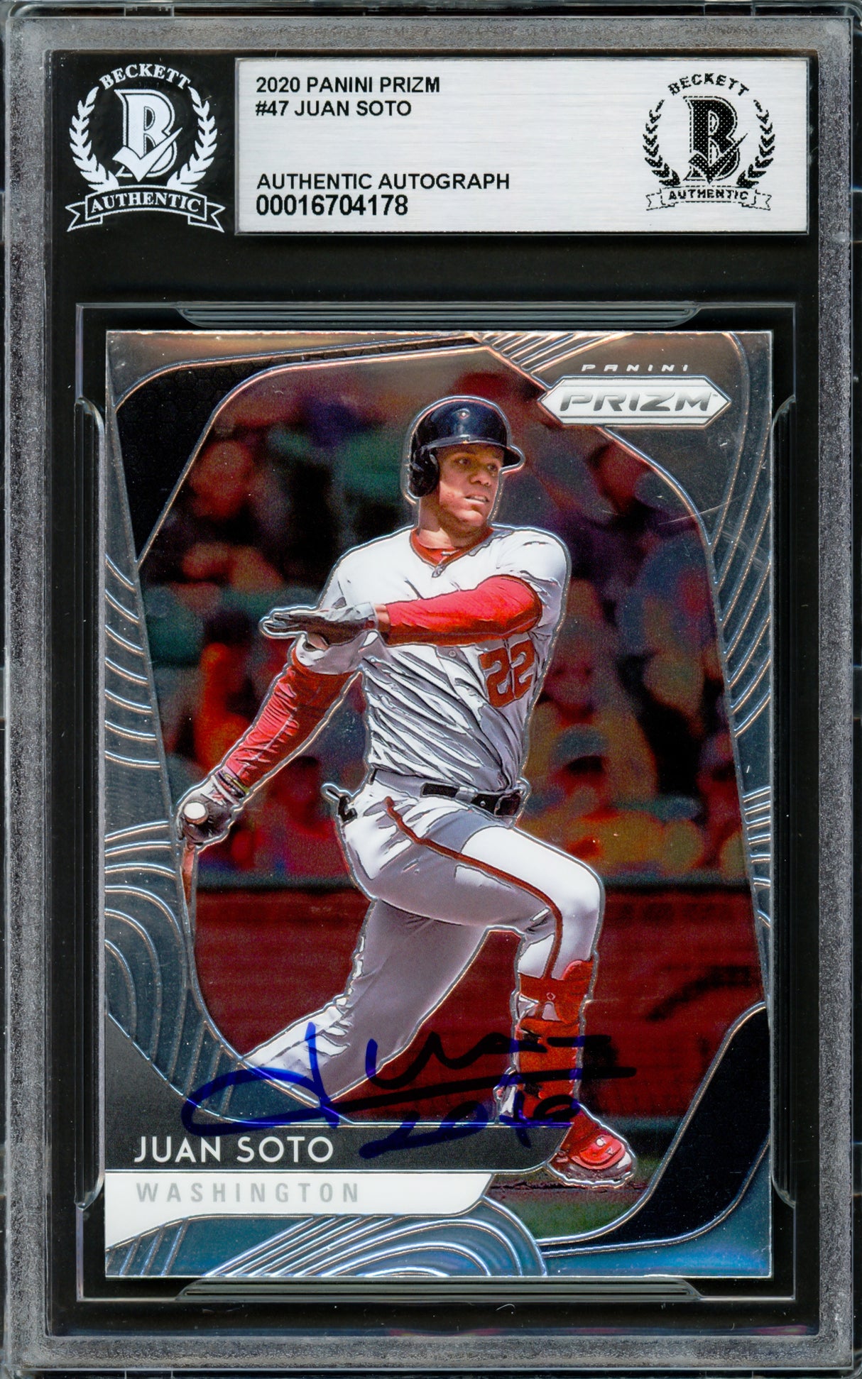 Juan Soto Autographed 2020 Panini Prizm Card #47 New York Mets Beckett BAS Stock #228034