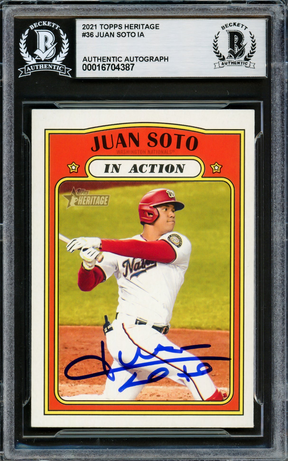 Juan Soto Autographed 2021 Topps Heritage Card #36 New York Mets Beckett BAS Stock #228041
