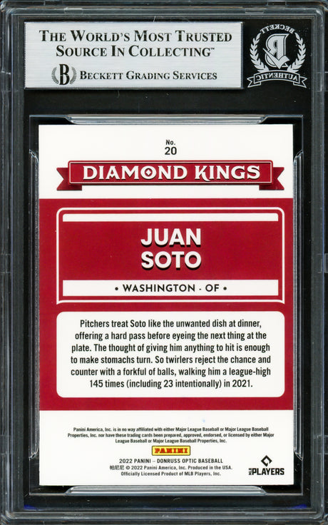 Juan Soto Autographed 2022 Donruss Optic Diamond Kings Card #20 New York Yankees Beckett BAS Stock #228042