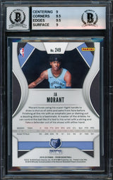 Ja Morant Autographed 2019-20 Panini Prizm Rookie Card #249 Memphis Grizzlies BGS 9 Auto Grade Mint 9 Beckett BAS Stock #228053