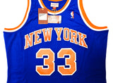 New York Knicks Patrick Ewing Autographed Blue Authentic Mitchell & Ness 1991-92 HWC Swingman Jersey Size XL Beckett BAS Witness Stock #214819
