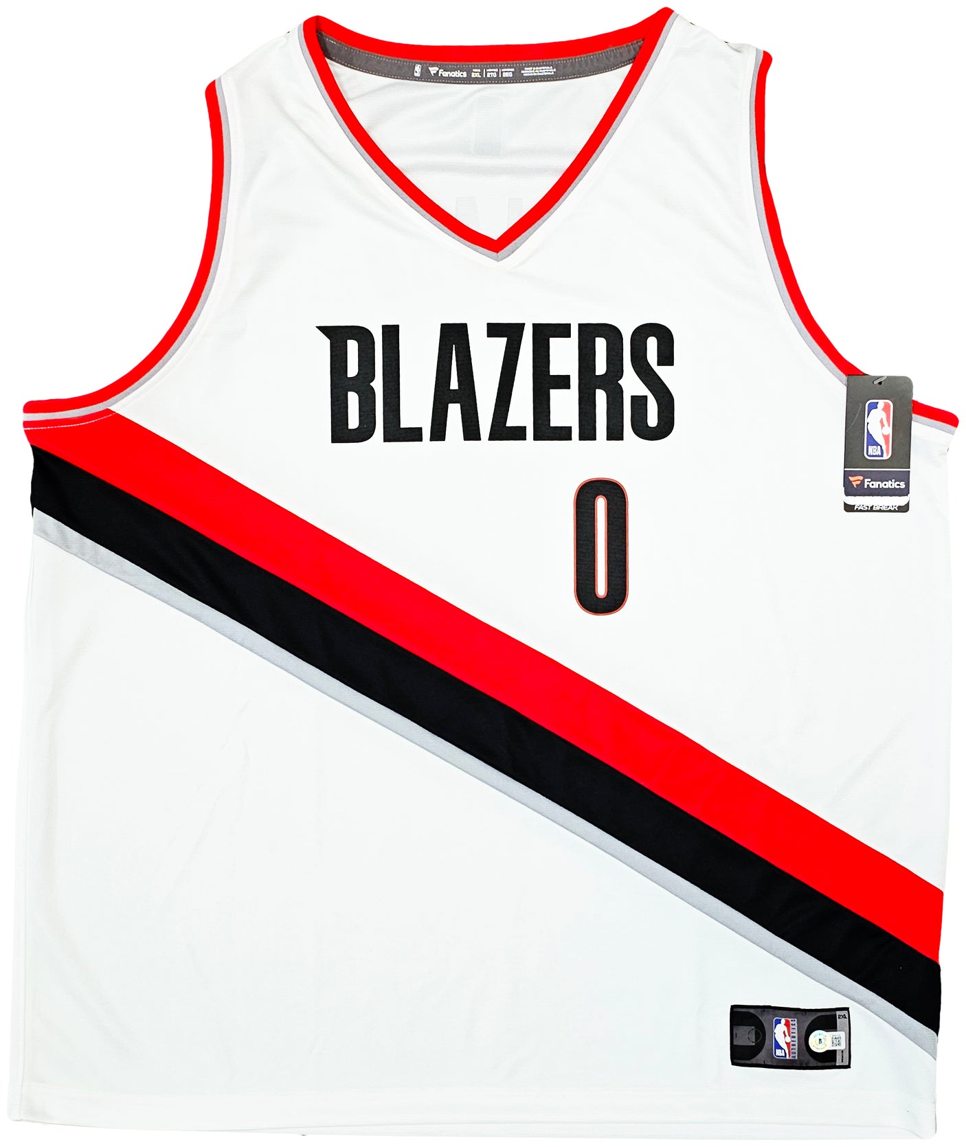 Portland Trailblazers Damian Lillard Autographed White Fanatics Jersey Size XXL Beckett BAS QR Stock #214828