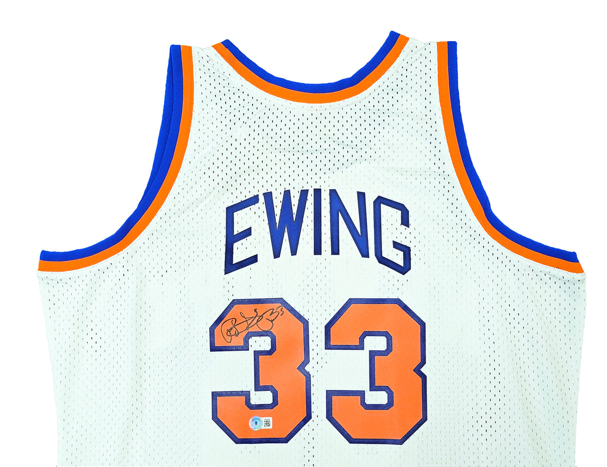 New York Knicks Patrick Ewing Autographed White Authentic Mitchell & Ness 1985-86 HWC Swingman Jersey Size XL Beckett BAS Witness Stock #214821