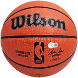 James Harden Autographed Authentic Indoor/Outdoor Basketball Rockets, 76ers, Thunder Beckett BAS Witness Stock #214076