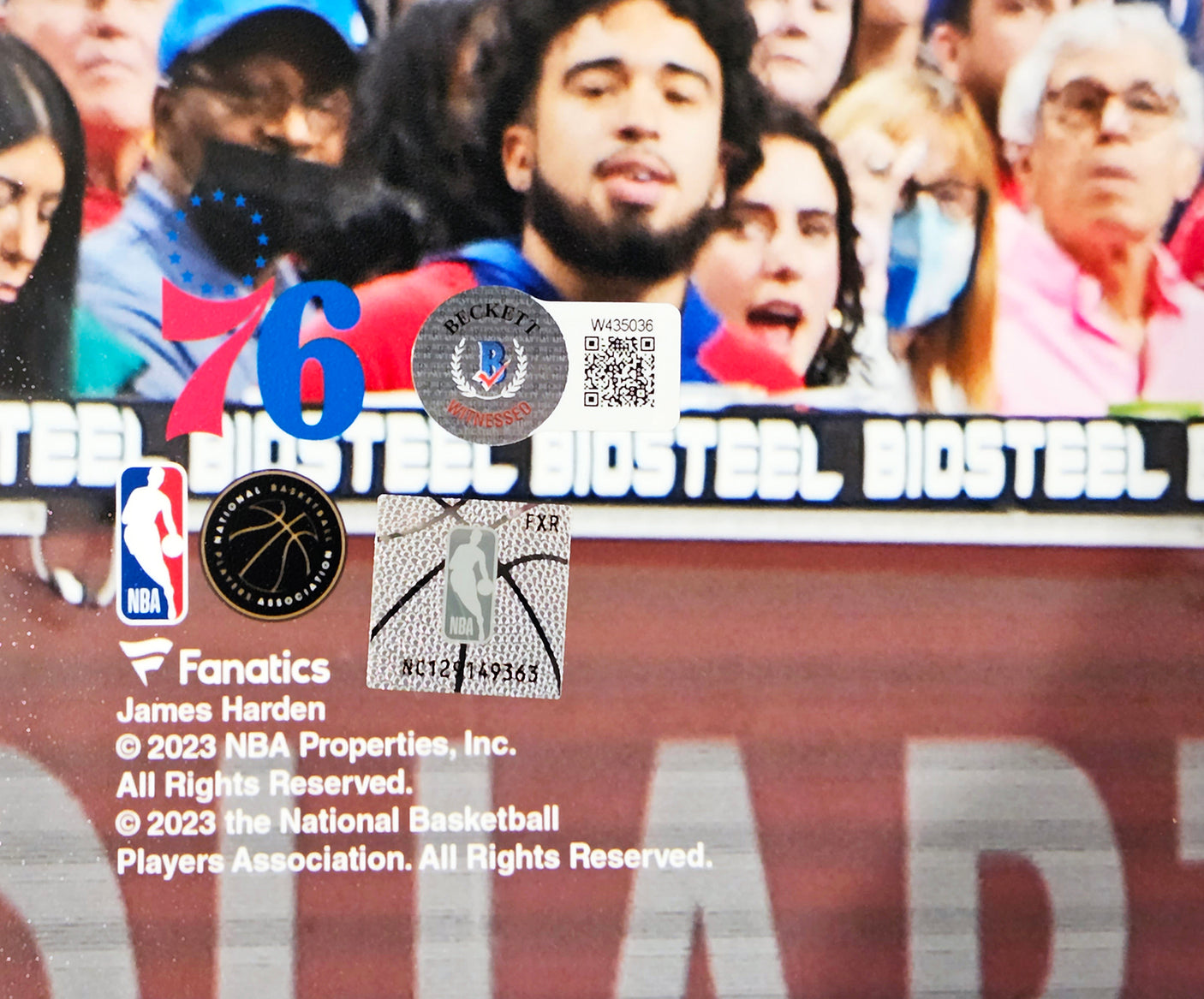 James Harden Autographed 16x20 Photo Philadelphia 76ers Beckett BAS Witness Stock #214078