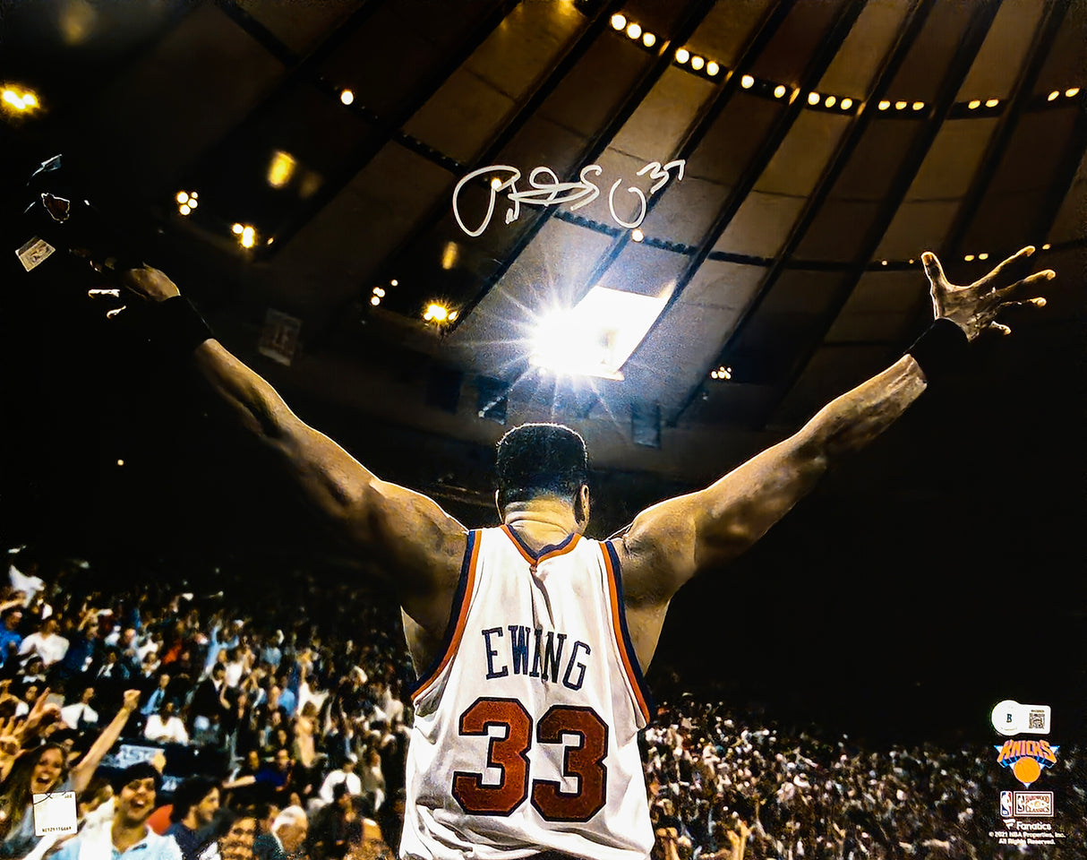 Patrick Ewing Autographed 16x20 Photo New York Knicks Beckett BAS Witness Stock #214823