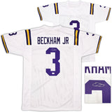 LSU Tigers Odell Beckham Jr. Autographed White Jersey Beckett BAS Witness Stock #242682