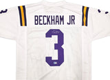 LSU Tigers Odell Beckham Jr. Autographed White Jersey Beckett BAS Witness Stock #242682