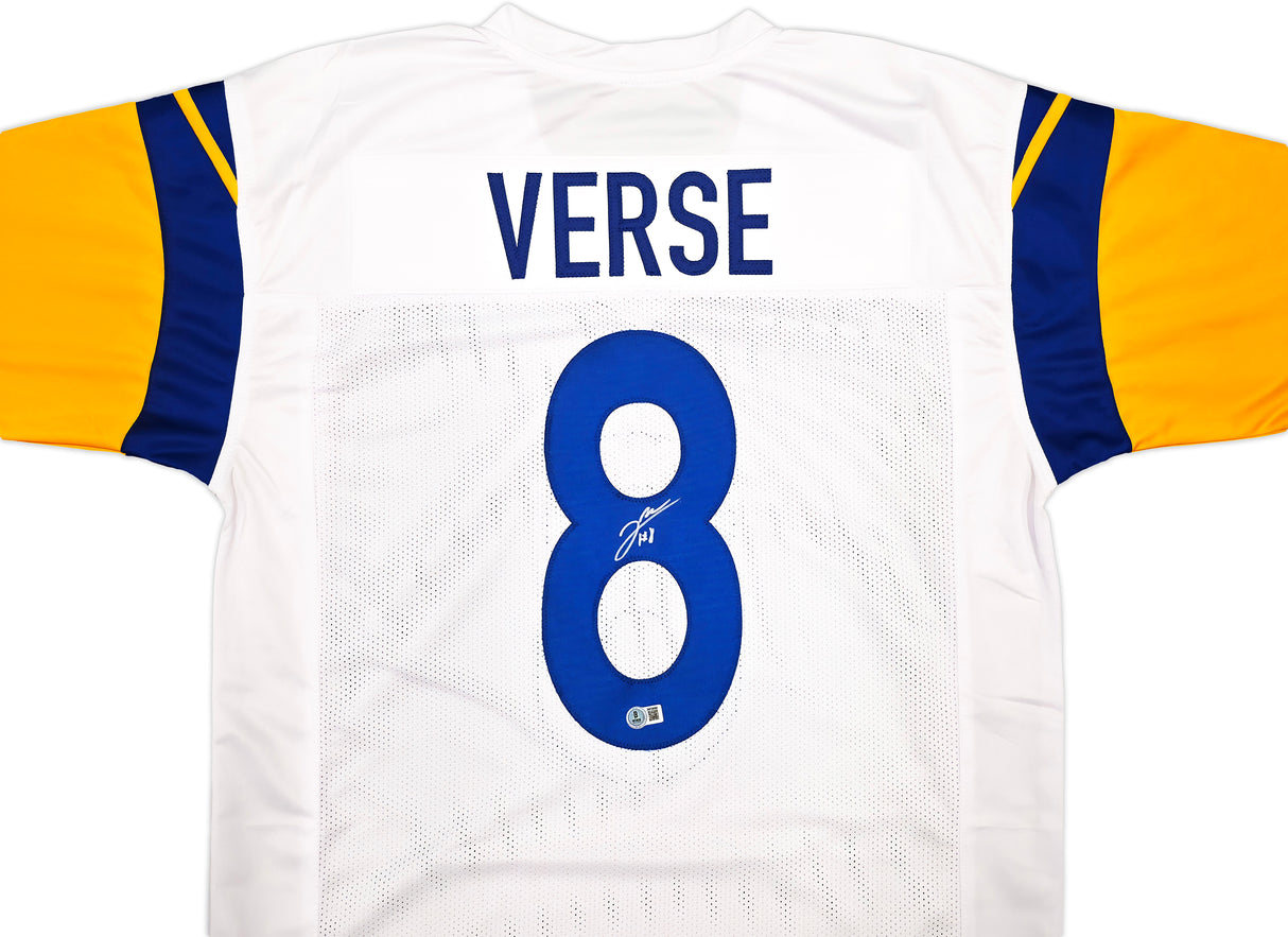 Los Angeles Rams Jared Verse Autographed White Jersey Beckett BAS Witness Stock #242683
