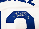 Kansas City Royals Salvador Perez Autographed White Jersey Beckett BAS Witness Stock #241645