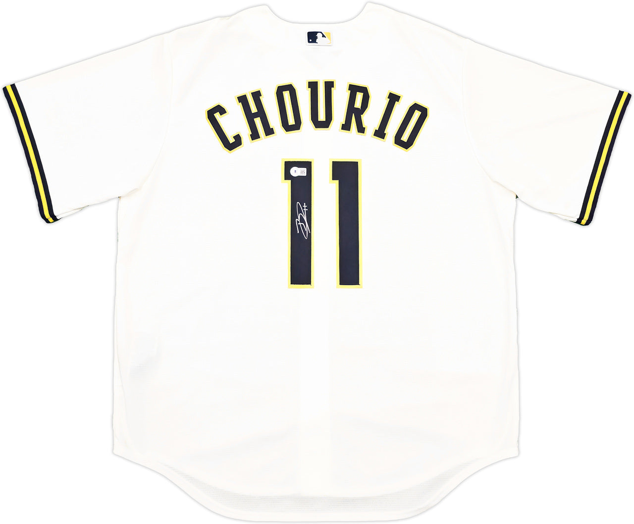 Milwaukee Brewers Jackson Chourio Autographed Cream Nike Jersey Size XL Beckett BAS QR Stock #241636