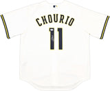 Milwaukee Brewers Jackson Chourio Autographed Cream Nike Jersey Size XL Beckett BAS QR Stock #241636