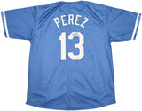 Kansas City Royals Salvador Perez Autographed Baby Blue Jersey Beckett BAS Witness Stock #241644